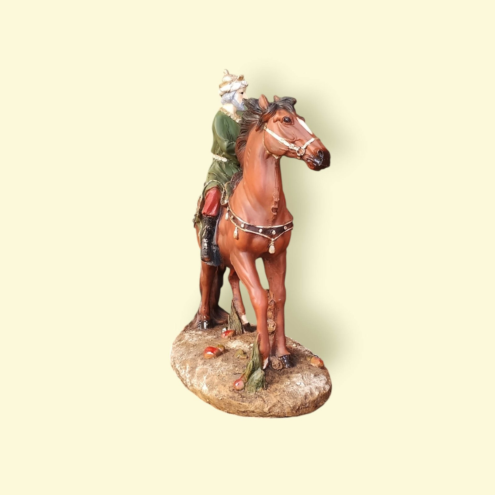 Reyes Magos, Gaspar en Su Caballo, Una Pieza Espectacular 45 cm.