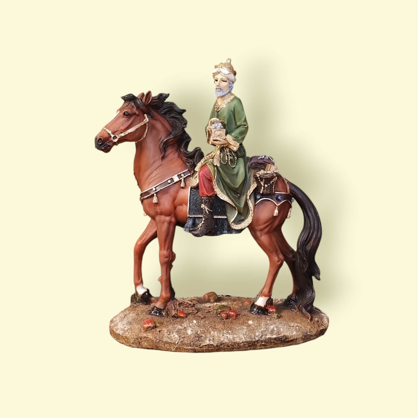 Reyes Magos, Gaspar en Su Caballo, Una Pieza Espectacular 45 cm. - Imagen 4
